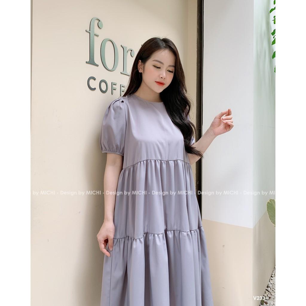 Váy suông babydoll freesize dáng đầm xuông rộng cổ nơ form bầu, nhiều màu, mã V233 - Michi House