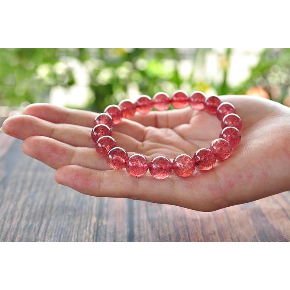 Vòng tay đá. Thach Anh Dâu Tây chất lượng 5A