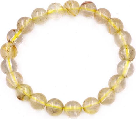 Chuỗi đeo tay Thạch Anh Tóc Vàng 7 ly 21 hạt - hợp mệnh Kim, mệnh Thổ - Chuỗi size nhỏ phù hợp cho nữ