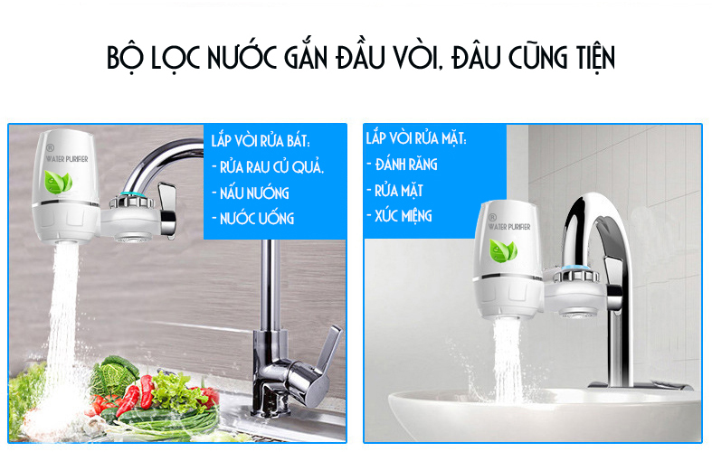 Bộ lọc nước tinh khiết gắn đầu vòi rửa bát, vòi rửa mặt vô cùng tiện lợi và hữu ích