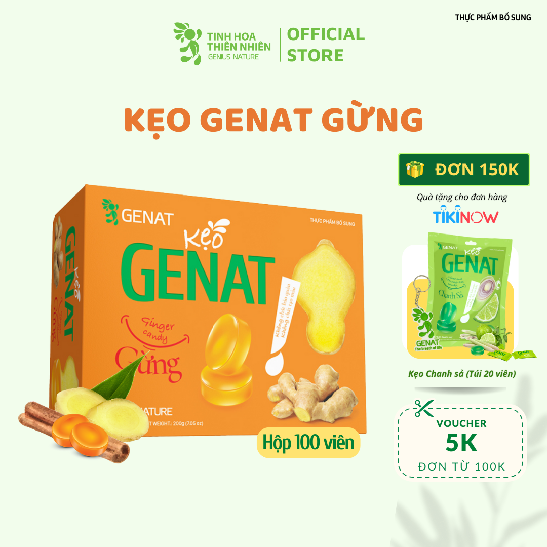 Kẹo Genat Gừng (Hộp 100 viên) - Giao 2H HCM