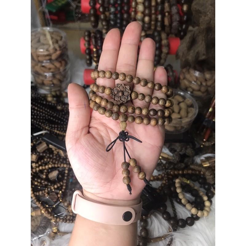 Chuỗi vòng tay trầm hương mix charm hoa Mai 6-8li 108 hạt