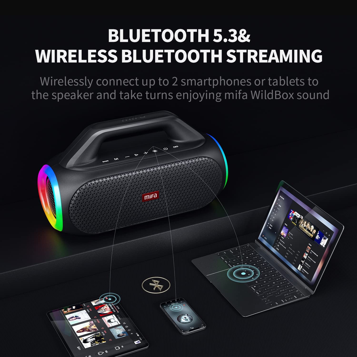 Loa Bluetooth MIFA WildBox Công Suất 60W, Bluetooth 5.3 - Hàng Chính Hãng