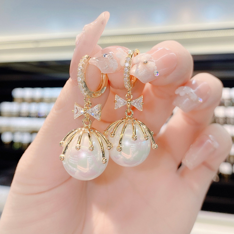 BÔNG TAI ĐÍNH NƠ ĐÁ ZIRCON CAO CẤP ELIACCESSORIES