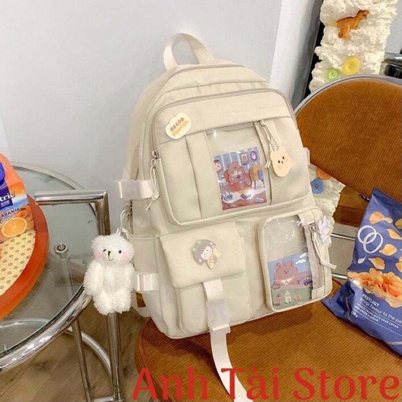 Balo thời trang cặp sách đi học nam nữ nhiều ngăn đựng chất vải canvas chống thấm nước phong cách Nhật Hàn GB 119
