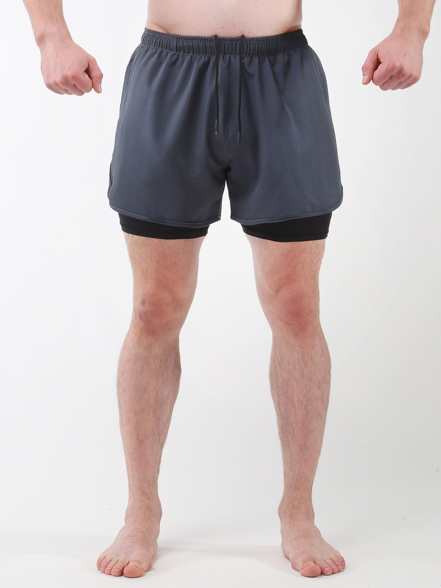Quần short thể thao nam có lót 2 trong 1 kèm túi Quần short thể dục chạy xe đạp nhanh khô