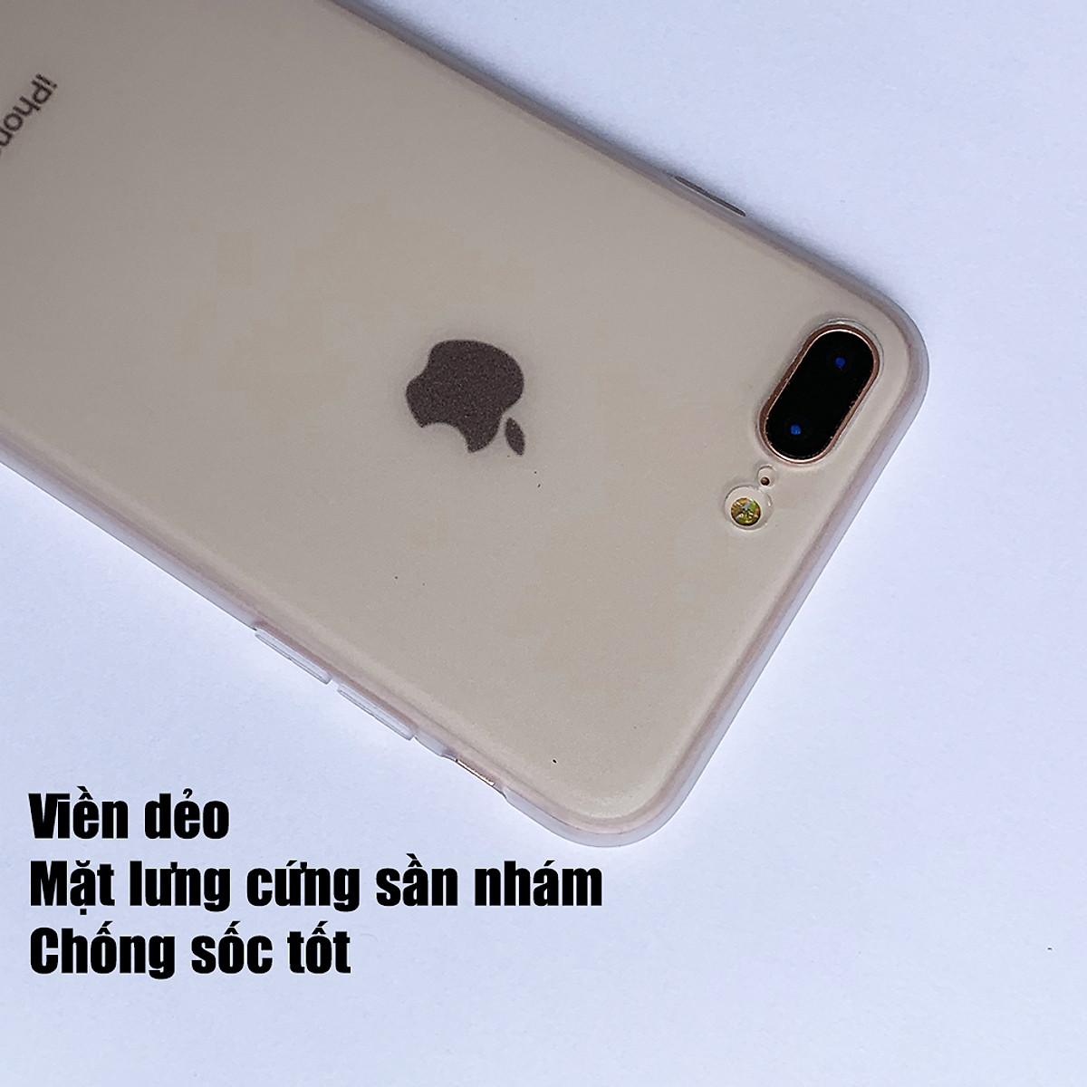 Ốp lưng dành cho iPhone 7 Plus vs iPhone 8 Plus viền dẻo trắng sần nhám cao cấp loại A+