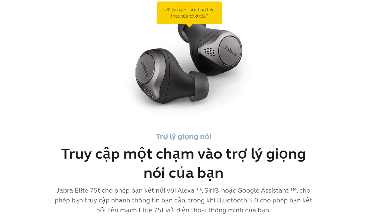 Tai Nghe Bluetooth True Wireless Jabra Elite 75T Wireless Charging - Hàng Chính Hãng