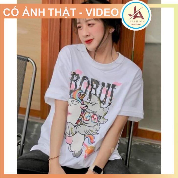 Áo Thun nam nữ BOBUI NGỰA UNICORN Áo phông tay lỡ unisex COTTON mát dày JASHOP