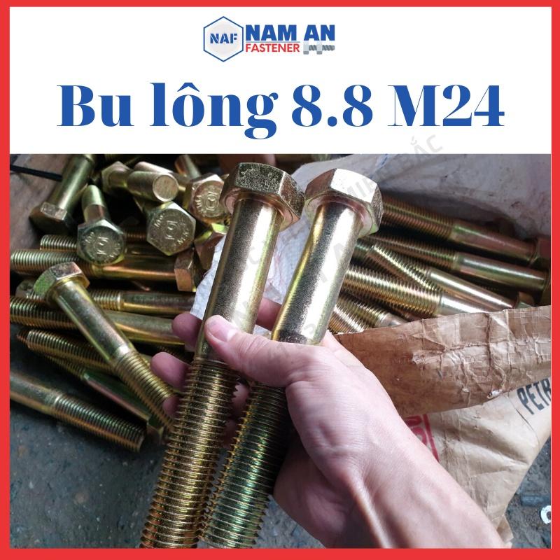 Bulong M24 cấp bền 8.8, bu lông lục giác M24, bu lông 8.8, đường kính 24mm, độ dài: 70 -> 150 mm