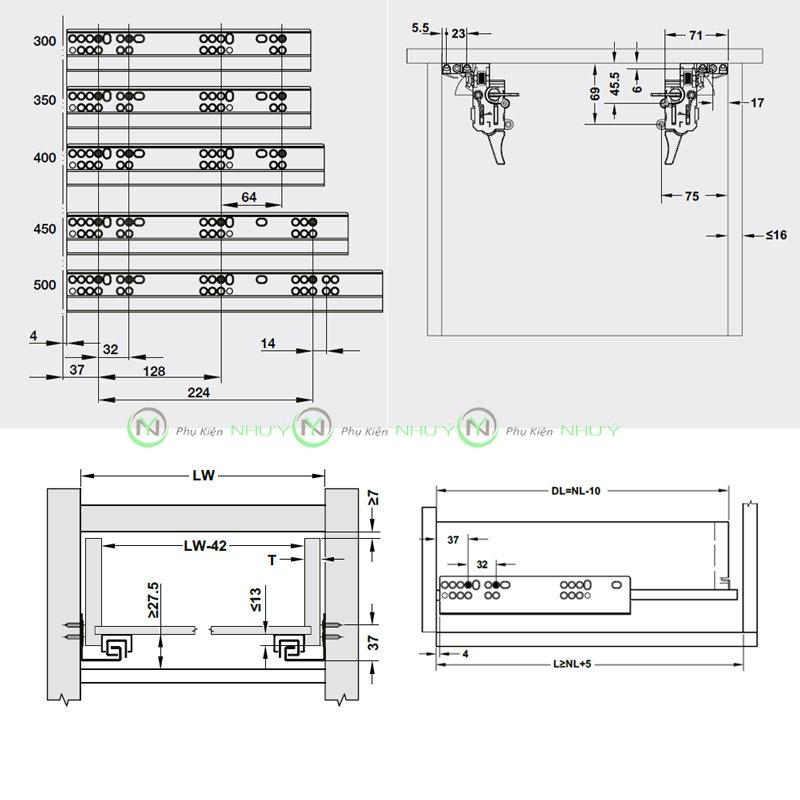 BH 3 năm cho sp 1 Bộ Ray âm giảm chấn mở toàn phần 031R45 chất lượng tốt - 3T