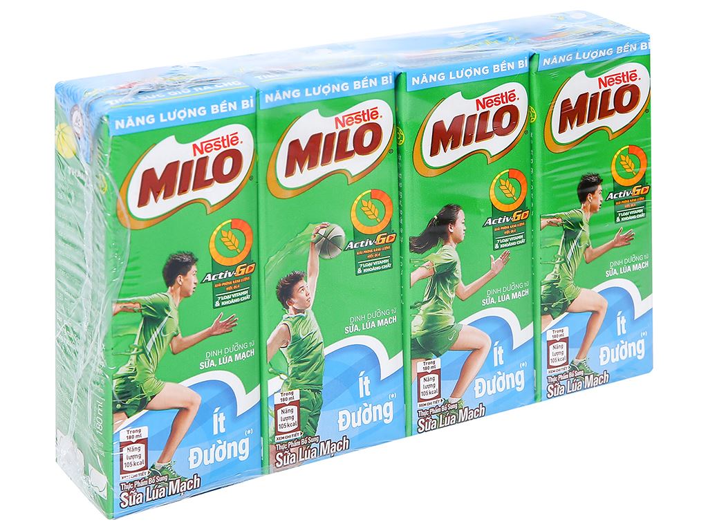 Milo ít đường thùng 48 hộp 180ml