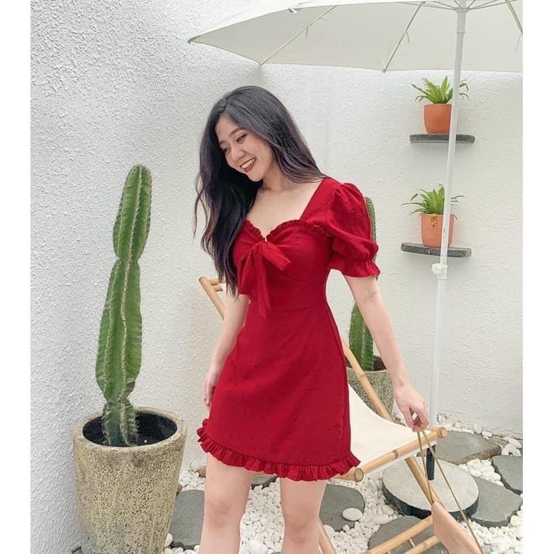 Đầm Suông Ngắn Đỏ Bèo