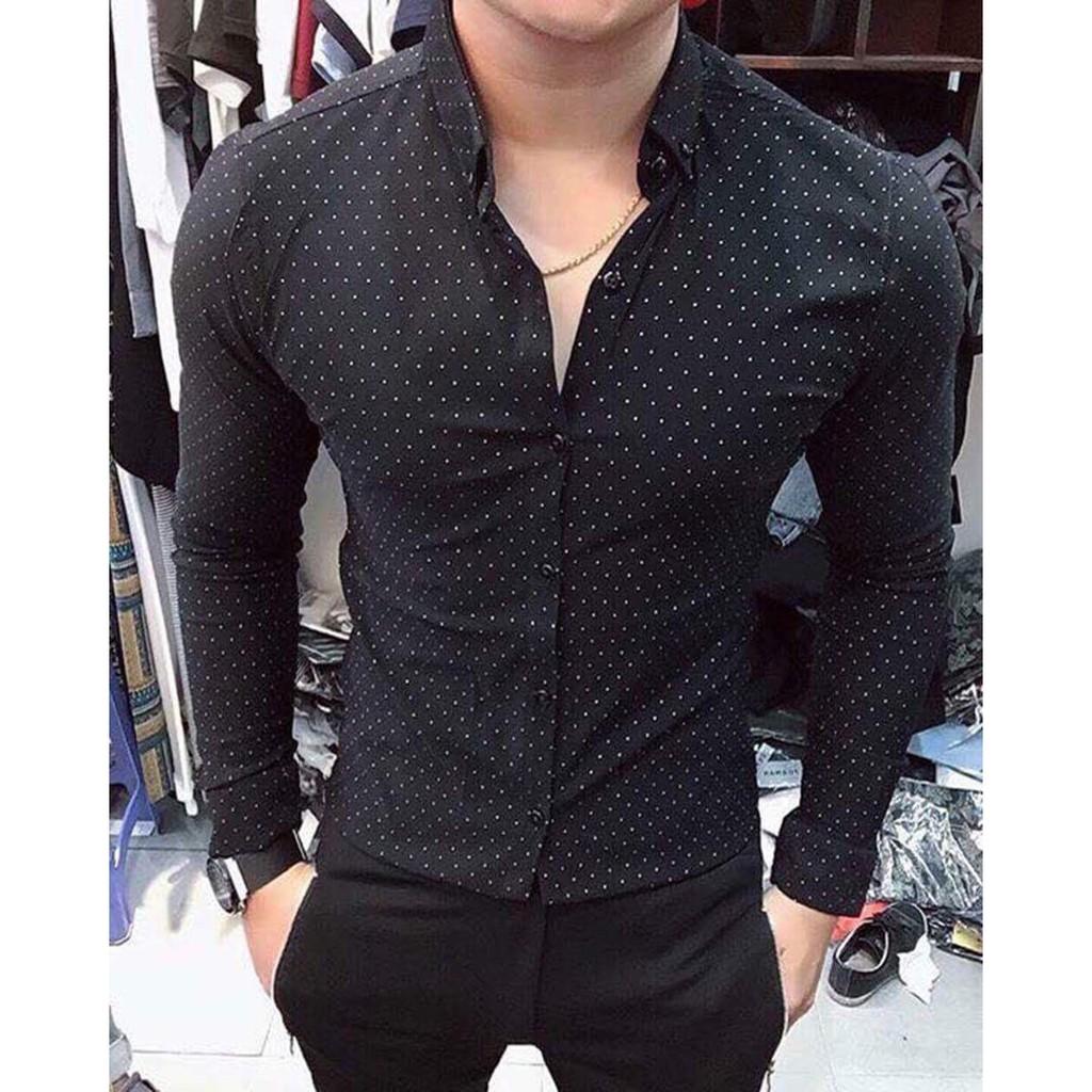 Áo sơ mi nam chấm bi