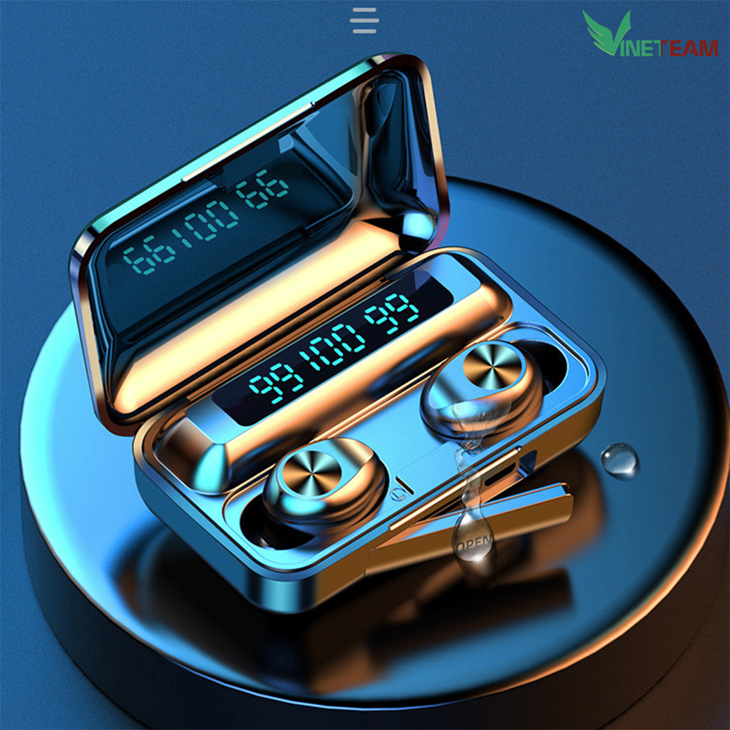 Tai Nghe Bluetooth 5.0 AMOI F9 Version 2020 TWS Không Dây nút cảm ứng Hiển thị % pin Âm Thanh Nổi 9D Giảm Tiếng Ồn & Chống Mồ Hôi - hàng chính hãng