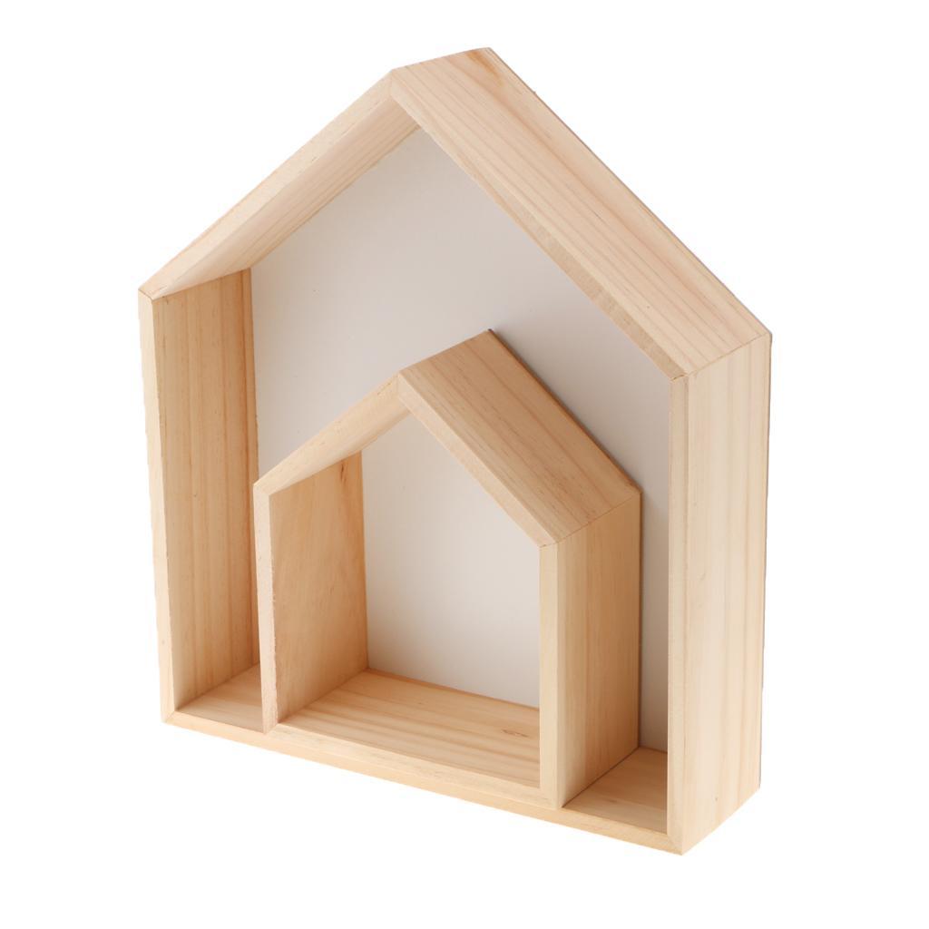 Fantasy Floating Wall Shelf Storage Shelves Hut Shaped Wooden Home Decor