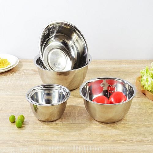 Bộ Thau Inox 5 Món Dùng Rửa Rau Củ Quả, Thau Trộn Salad Dày Dặn Siêu Tiện Dụng Cho Nhà Bếp Size Từ 14-24cm