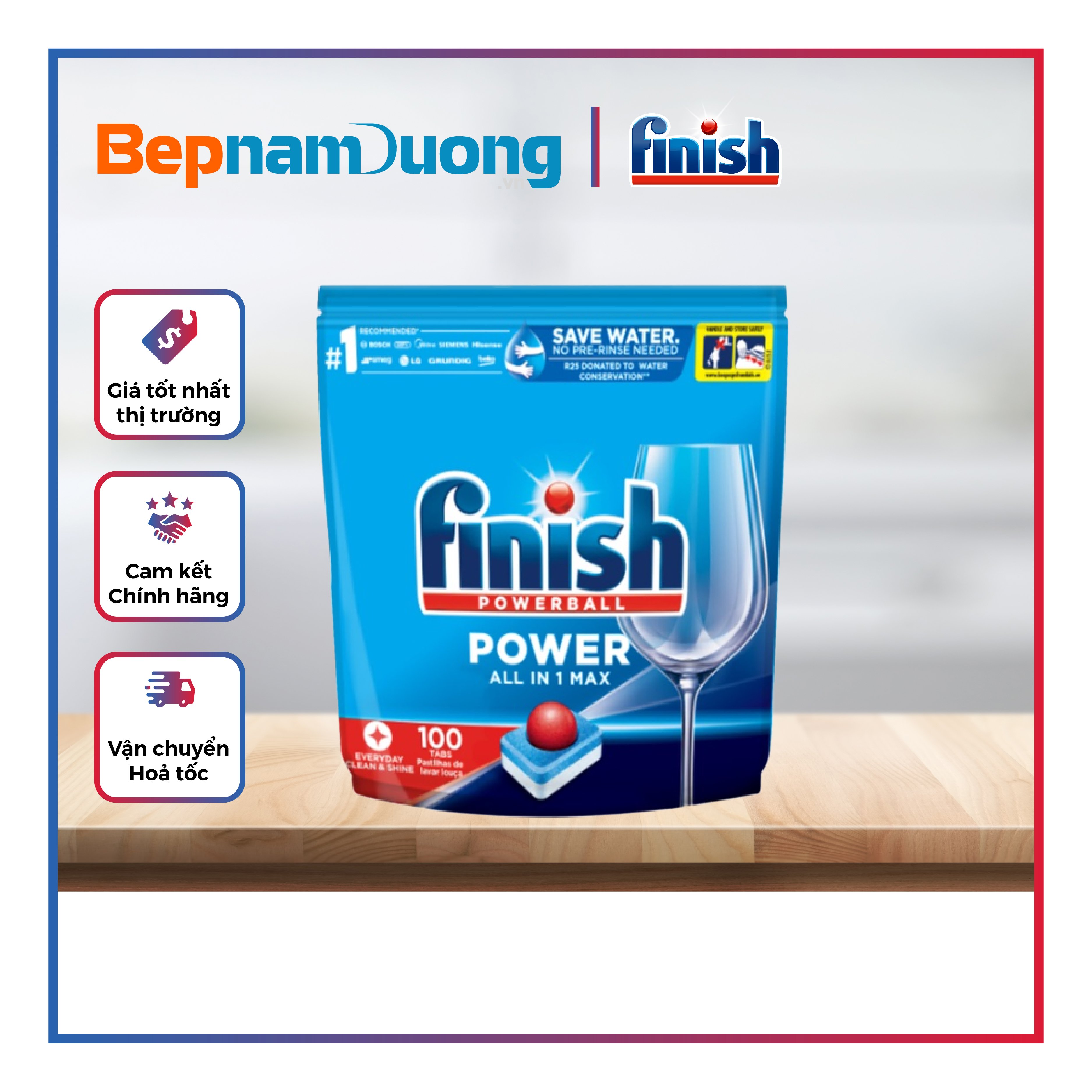 Viên rửa bát Finish All In One Max 100 Viên