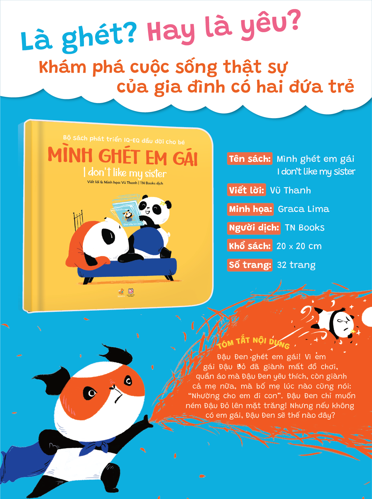 Picture Books Song Ngữ - Mình ghét em gái – I don’t like my sister - Bộ Sách Phát Triển IQ-EQ Đầu Đời Cho Bé ( 0-4 tuổi )