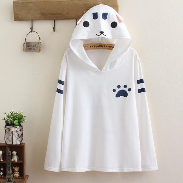 Áo hoodie nữ in hình mèo đáng yêu