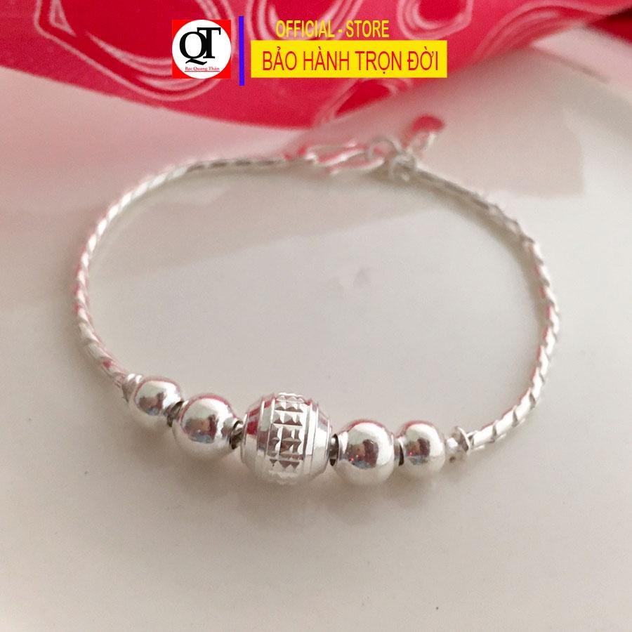 Vòng tay bi trẻ con Bạc Quang Thản cho bé từ 1- 7 tuổi chất liệu bạc ta - QTVTEM24