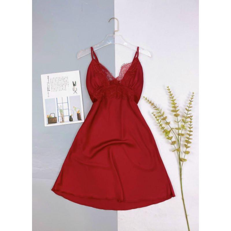 Set áo choàng váy ngủ lụa phối ren mi sang trọng đủ màu tặng kèm quần lót ren xinh xắn gợi cảm