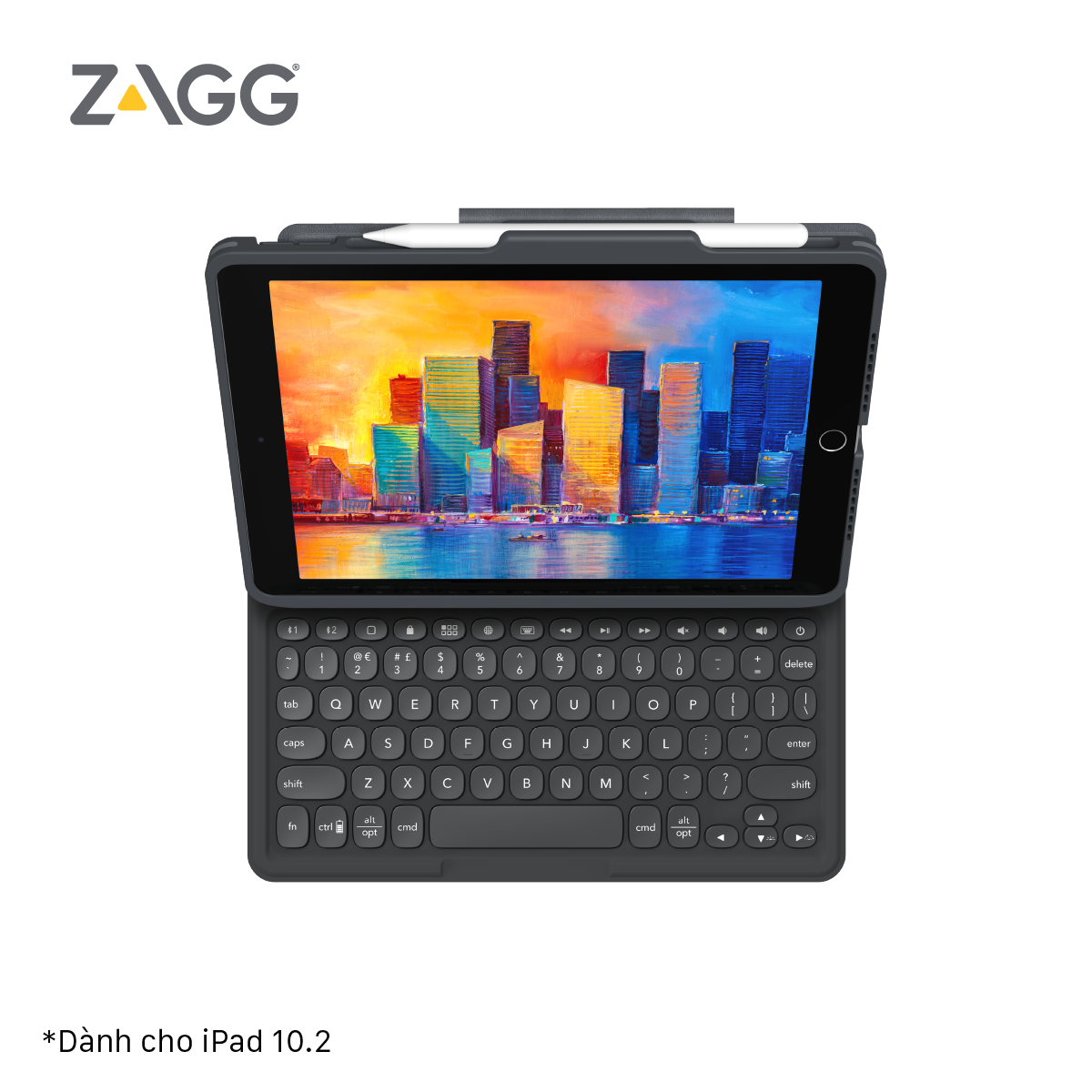 Ốp lưng kèm bàn phím ZAGG Keyboard Pro Keys-Apple-iPad 10.2-Black/Gray-UK - 103407134 - Hàng chính hãng