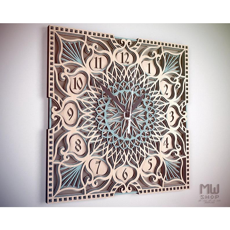 Đồng hồ trang trí kiểu mandala mẫu 19