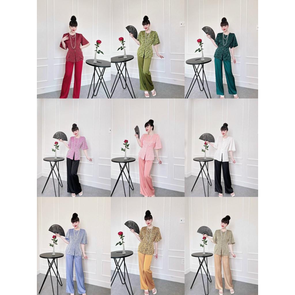 Bộ Lam Trung Niên Lụa Gấm 45-60kg
