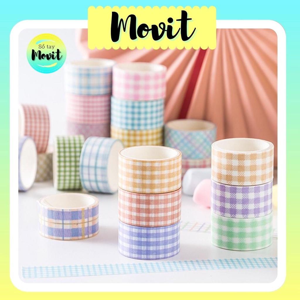 Set 4 cuộn băng keo washi tape hình caro trang trí sổ