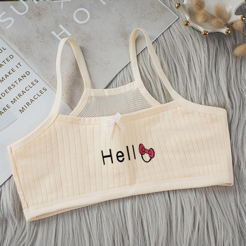 Bra học sinh áo lá cho bé gái chất cotton co giãn 4 chiều hàng 2 lớp từ 30-46kg