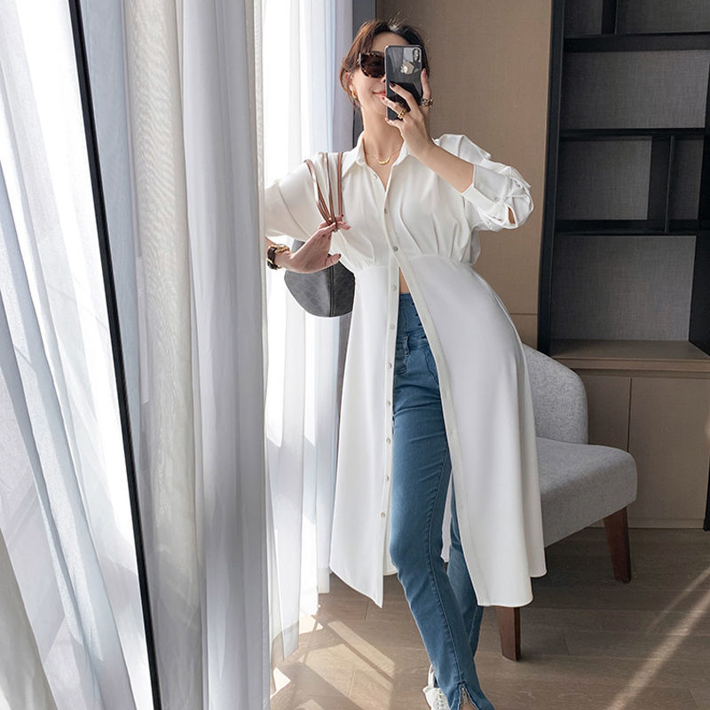 Đầm suông dáng dài cổ sơ mi cài khuy làm được luôn áo choàng