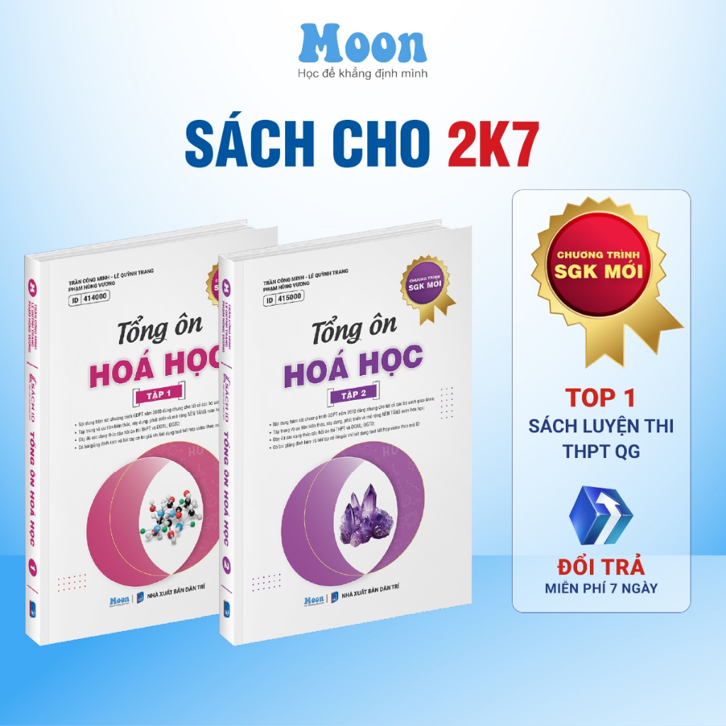 Sách Id Tổng Ôn Hóa Học Lớp 12 Chương Trình Mới - Dành Cho 2K7 Luyện Thi Thpt Và Đánh Giá Năng Lực Đgnl 2025 Moonbook - Combo 2 Quyển