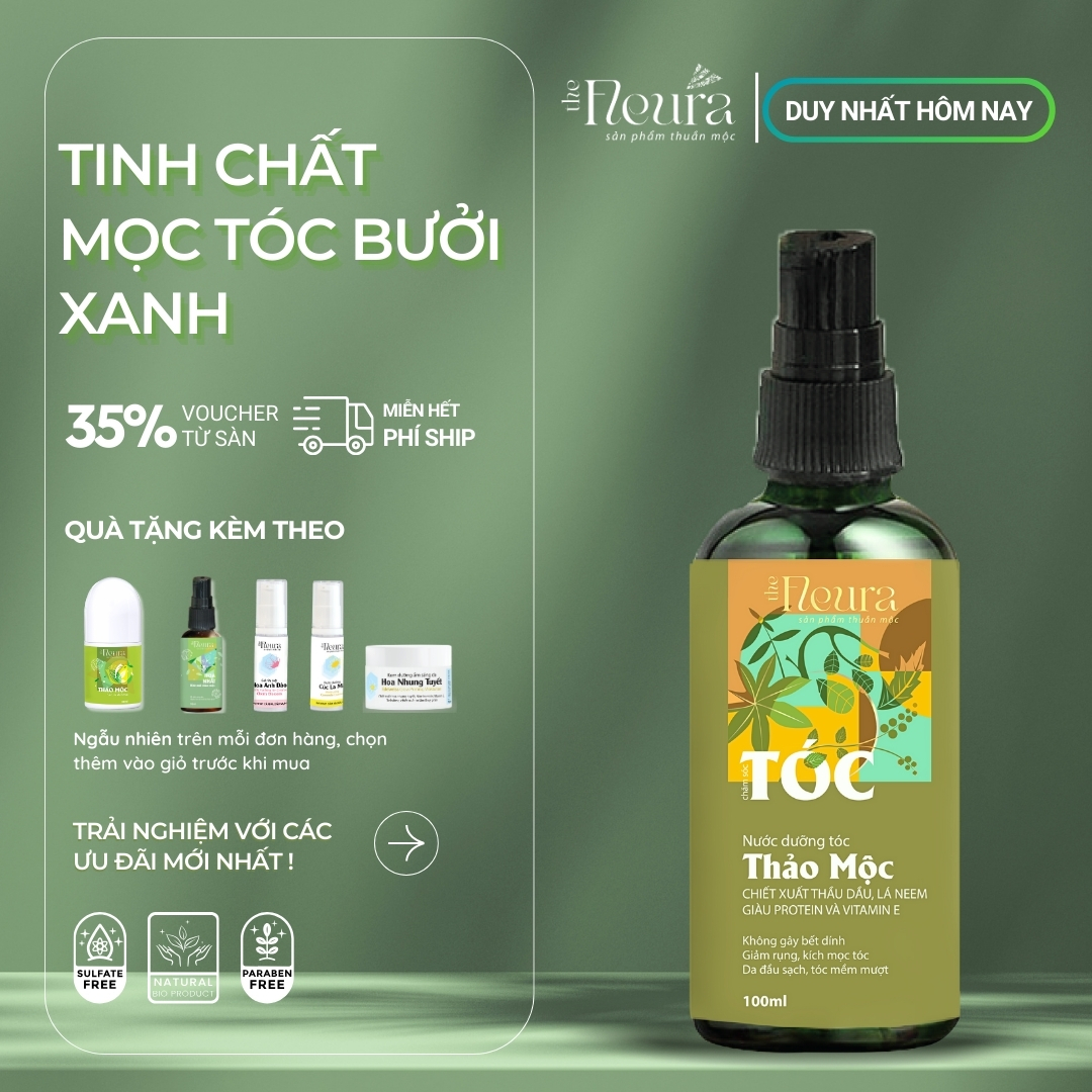 Xịt Bưởi Mọc Tóc Thảo Mộc the FleurA Ngăn Rụng Tóc Giúp Mọc Tóc Nhanh Ngăn Nấm Da Đầu – Chai 100ml