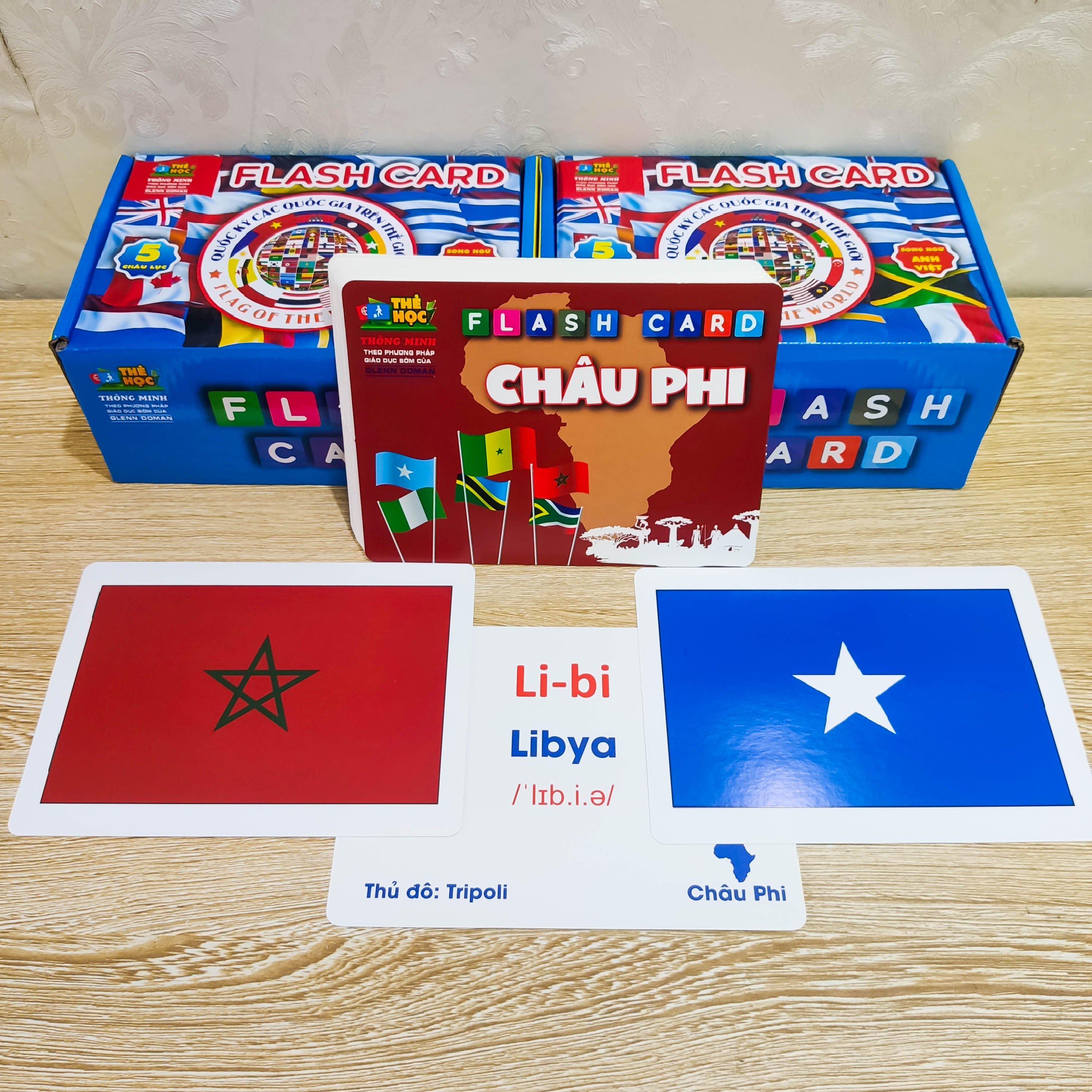 Thẻ Học Thông Minh Song Ngữ Anh-Việt Flash Card Quốc Kỳ Các Quốc Gia 5 Châu Lục Cho Bé Khám Phá Và Tìm Hiểu Thế Giới
