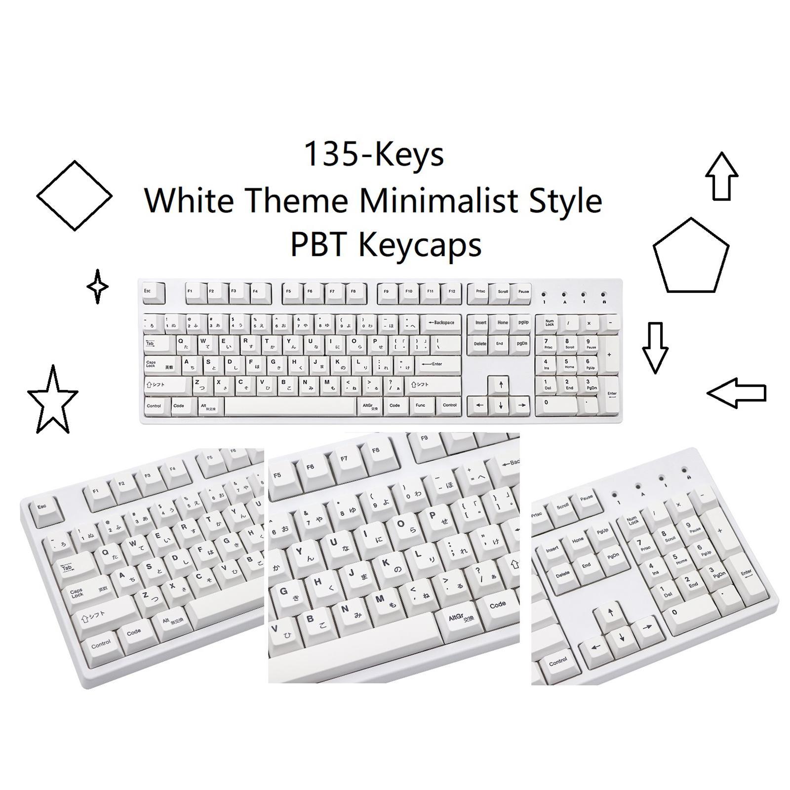 135-Key Minimalist Theme Keycaps DIY Parts for Cherry 108 keys Only Keycaps