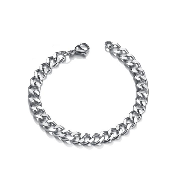 Lắc tay kiểu lặc đơn vát cạnh 5mm, 7mm màu trắng sáng đẹp, không đen - Chuẩn phong cách Hip Hop