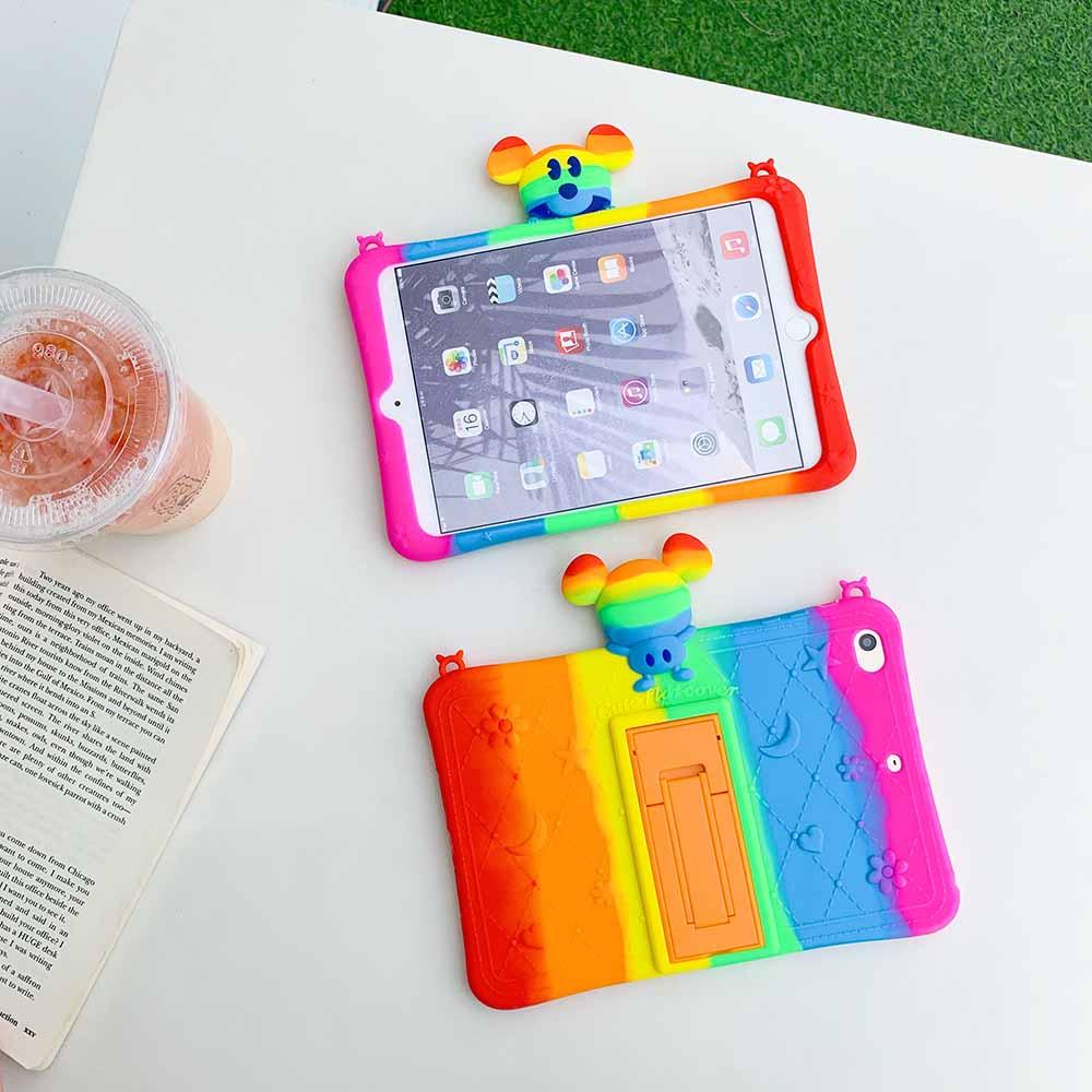 Vỏ máy tính bảng chống sốc bằng silicon mềm Rainbow Mouse cho Samsung Galaxy Tab A 8.0 2019 Sm-T290 Sm-T295 Sm-T297