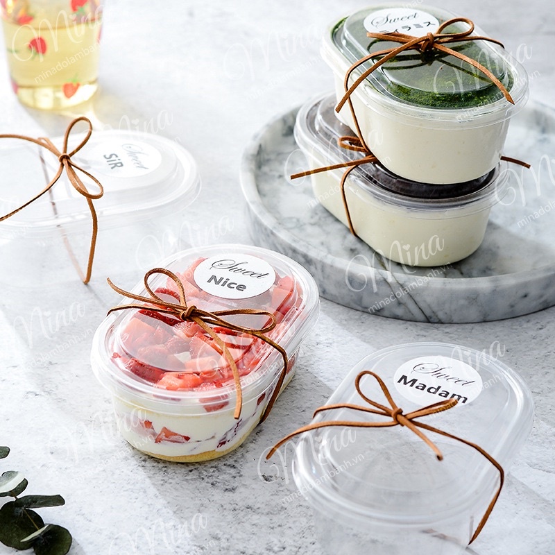 Bộ 50 hộp Oval Đựng bánh Mousse, Tiramisu HT150G