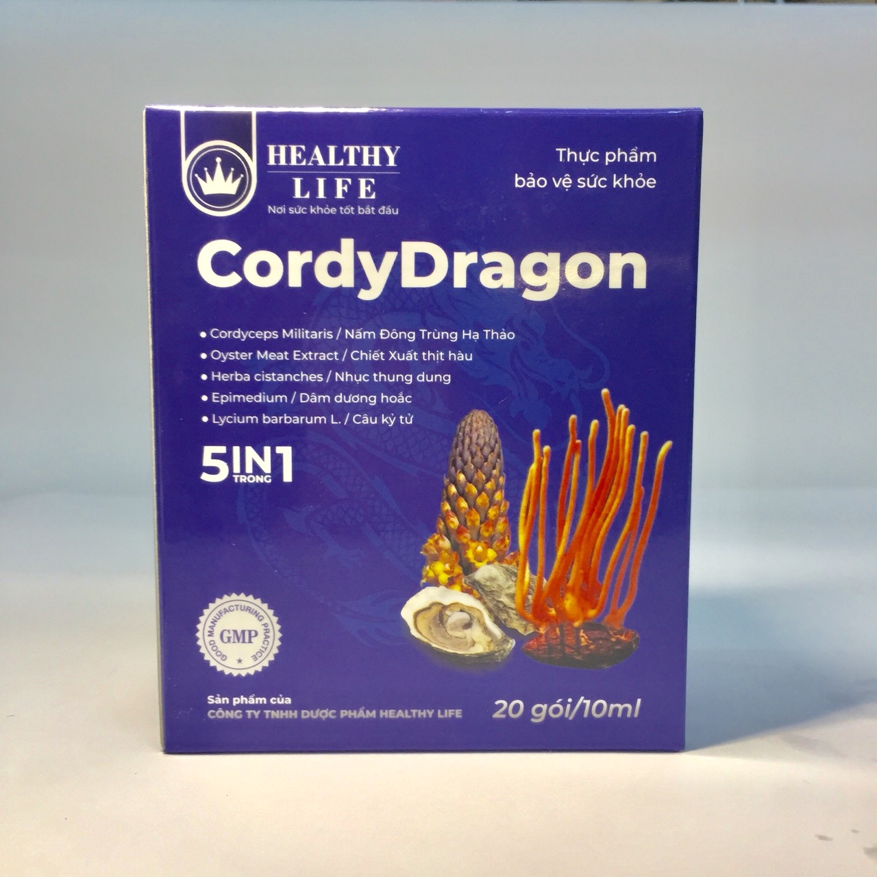 Đông trùng hạ thảo - Sinh Lý Nam (5 trong 1) CordyDragon chính hãng Healthy Life, Hộp 20 gói x 10ml