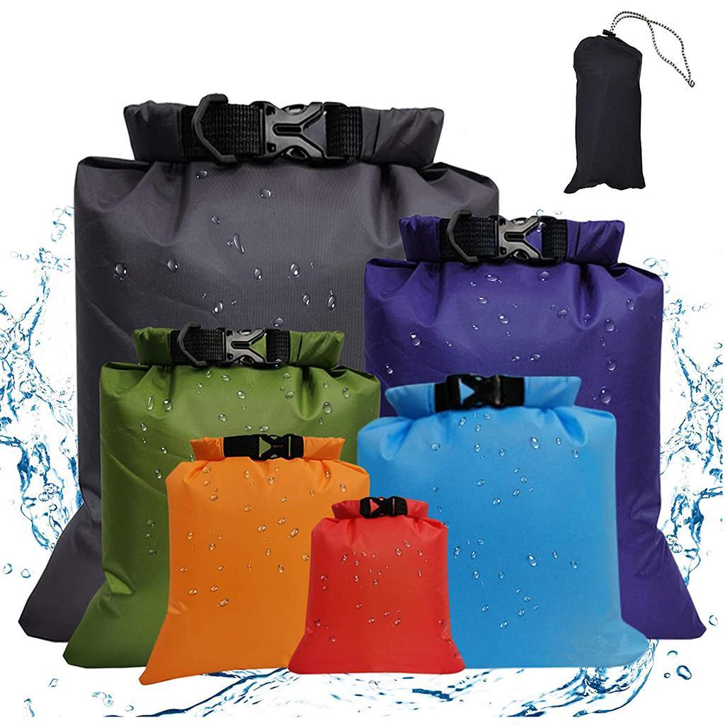 2x 6 Pcs WaterProof Dry Bags, Polyester Dry Sack, Muti-size Canoe Boat Dry Bags Set for Kayaking Camping Hiking