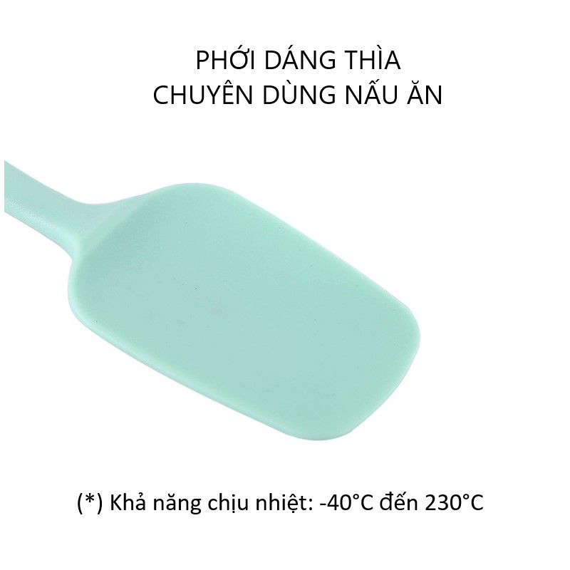 Phới thìa silicon nấu ăn làm bánh màu pastel xinh xắn chống trầy xước cho nồi chảo dài 21cm