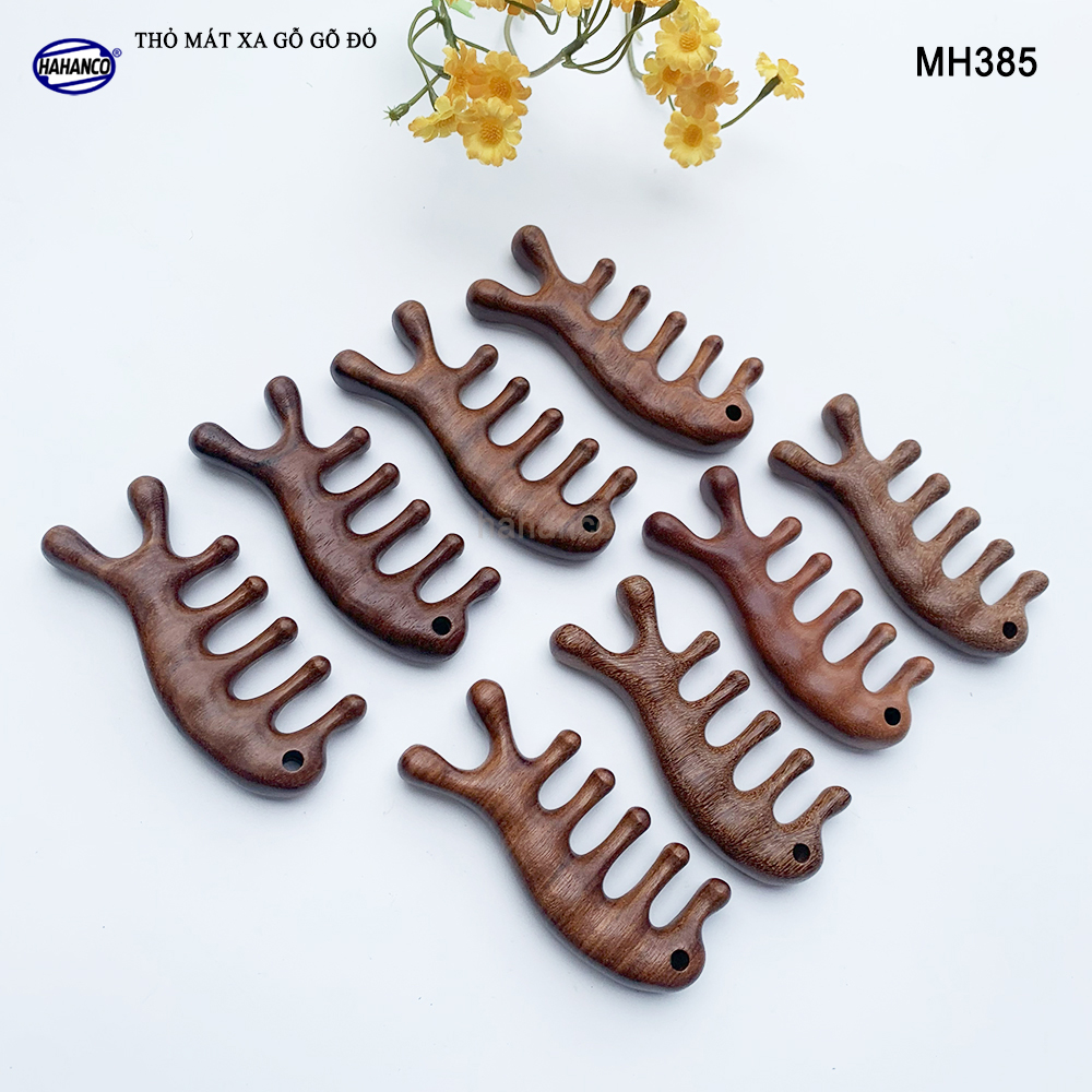 Dụng Cụ Mát Xa Tai Thỏ 5 Răng Gỗ Gõ Đỏ Thư Giãn Giảm Dụng Tóc - HAHANCO - MH385
