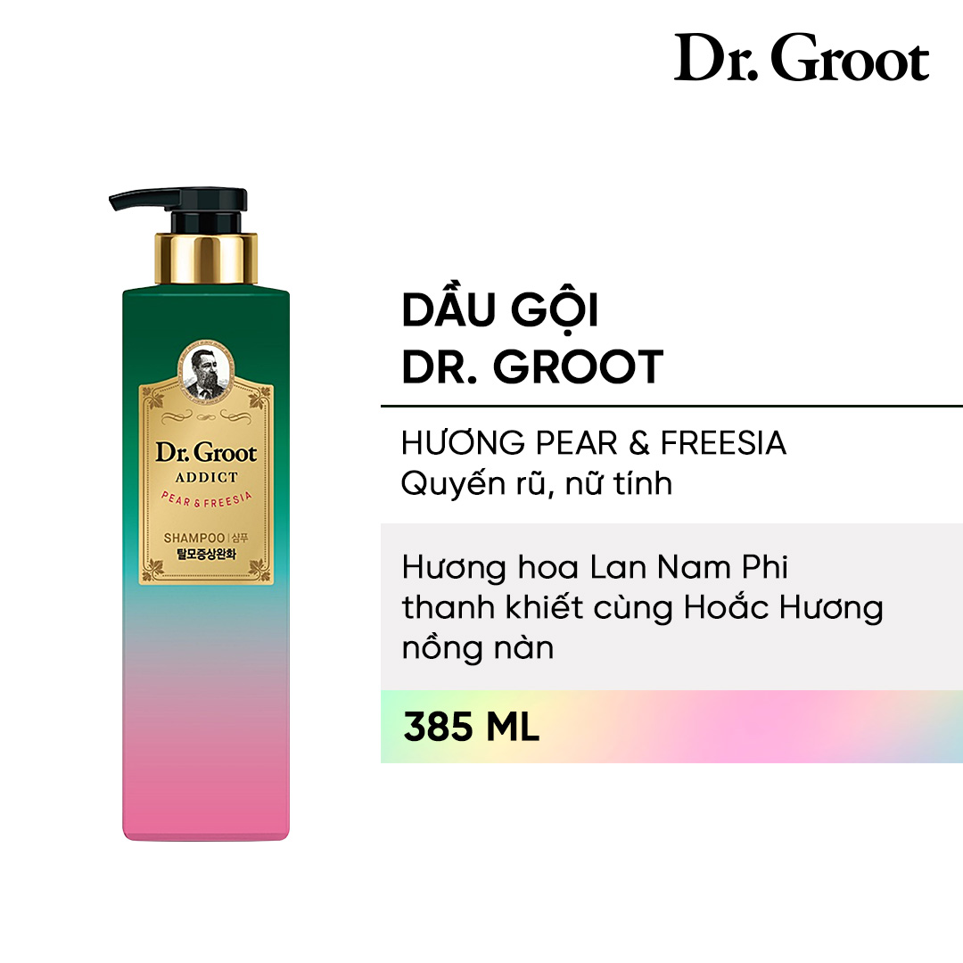 Combo Dầu gội xã chăm sóc da đầu và ngăn tóc gãy rụng REEN DR. GROOT ADDICT SHAMPOO PEAR &amp; FREESIA  385mlx180ml