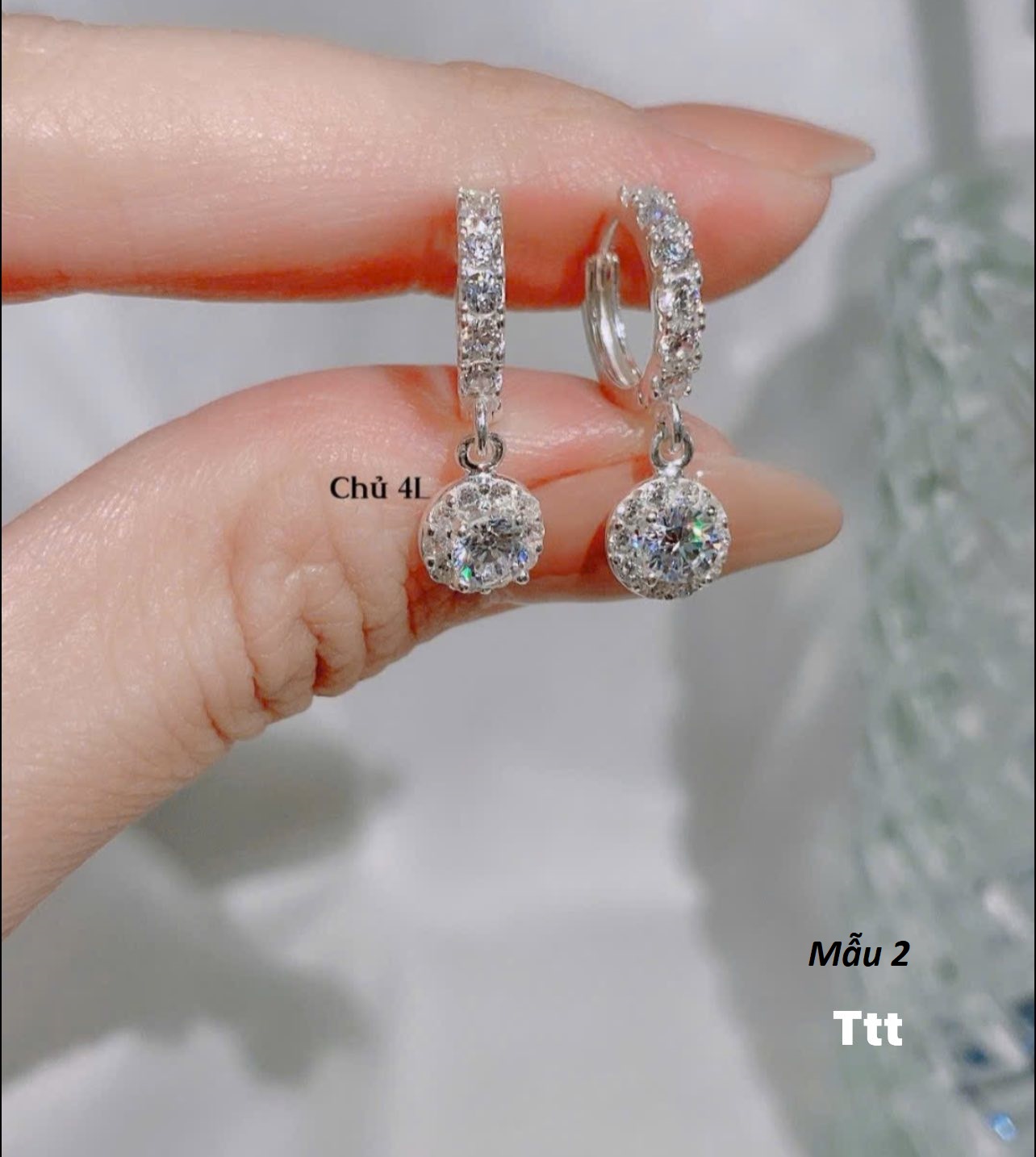 Bông tai bạc thời trang khoá bấm cao cấp chất liệu bằng bạc s925 SA0852