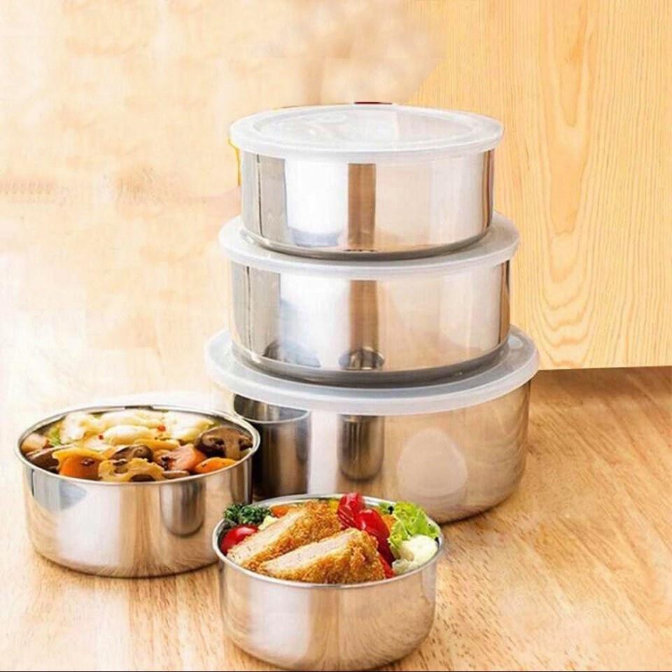 BỘ 5 THỐ INOX CAO CẤP GIỮ NHIỆT TỐT KÈM NẮP NHỰA ĐỰNG THỨC ĂN TIỆN DỤNG