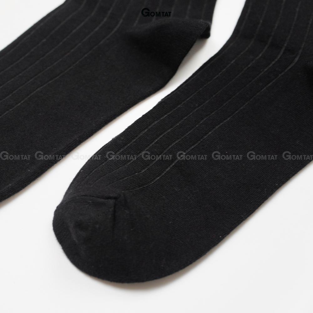 Combo 5 đôi tất vớ nam công sở cổ cao đi giày tây GOMTAT họa tiết gân chìm màu đen, cotton cao cấp - TAYGANCHIM-DEN-CB5