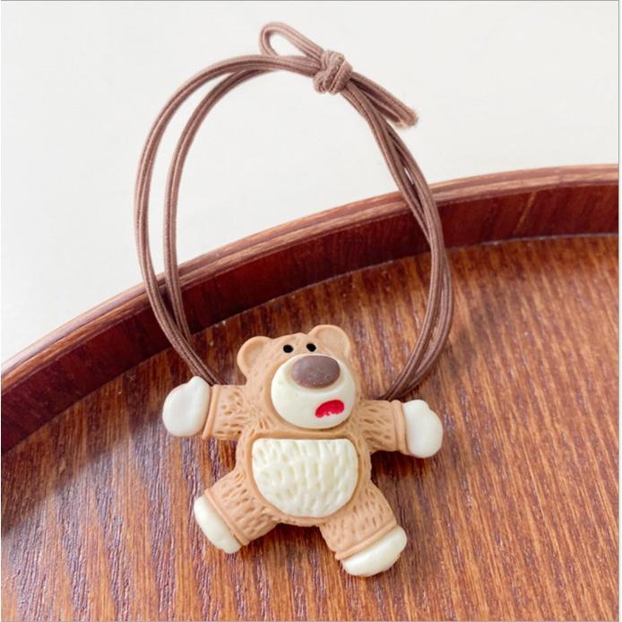 Cột tóc gấu hoa màu trà sữa hot trend dễ thương Hàn Quốc Tatitava