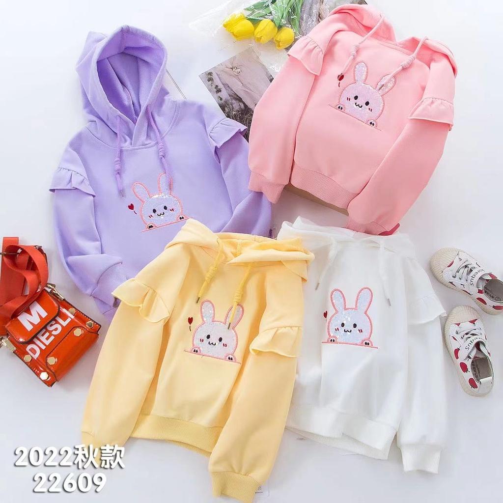 Áo nỉ có mũ HOODIE cho bé gái hình con thỏ từ 19kg đến 42kg mặc thu đông