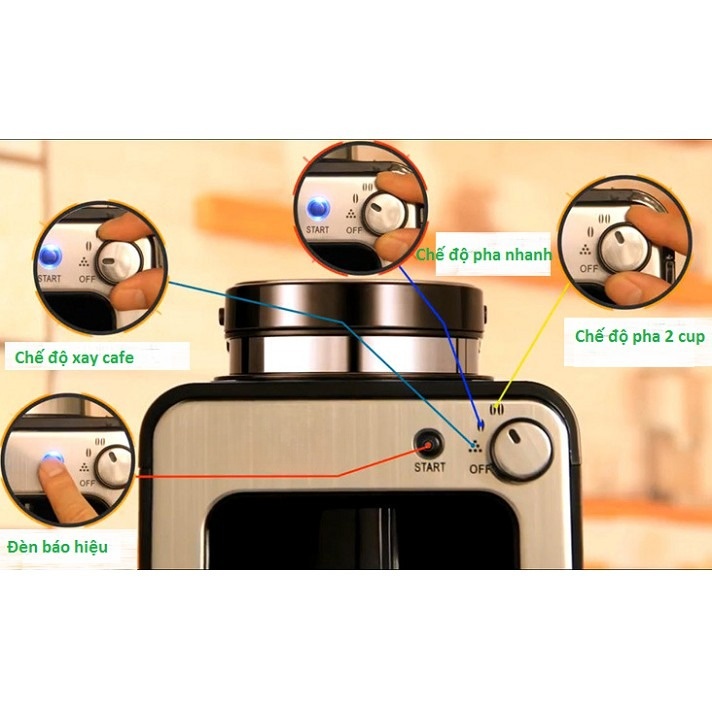 Máy pha cà phê gia đình tự động, máy xay hạt cà phê cao cấp, máy pha cà phê Espresso